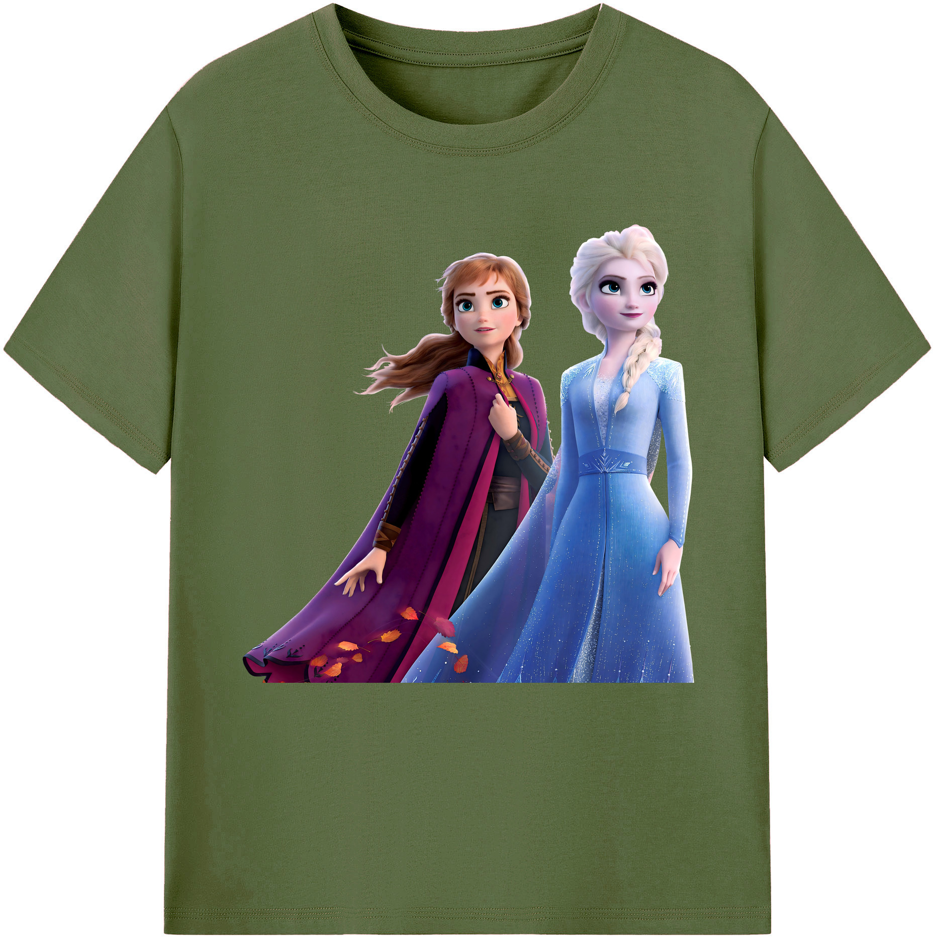 （画像用） アナと雪の女王 アンナ エルサ Frozen Anna Elsa 綿100％半袖Tシャツ（フロントプリント）